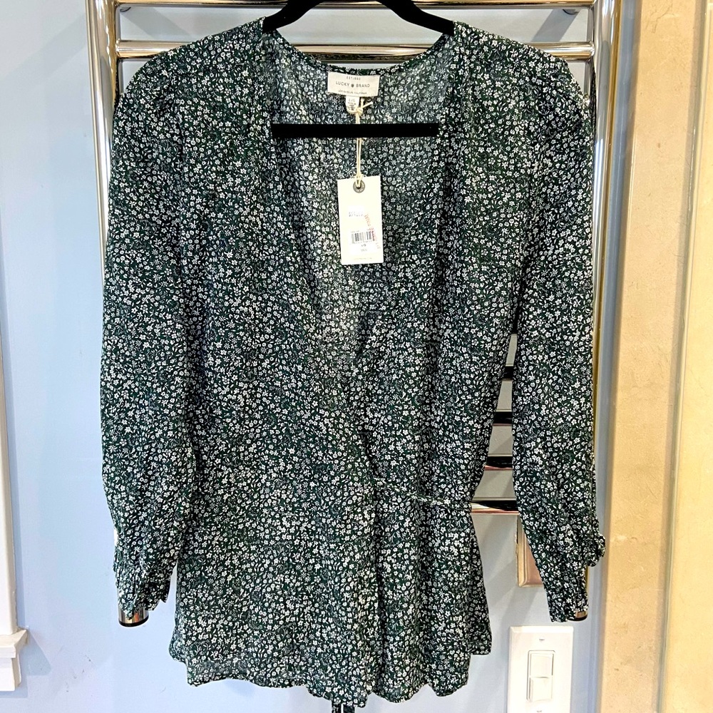 Lucky Brand Green Floral Blouse